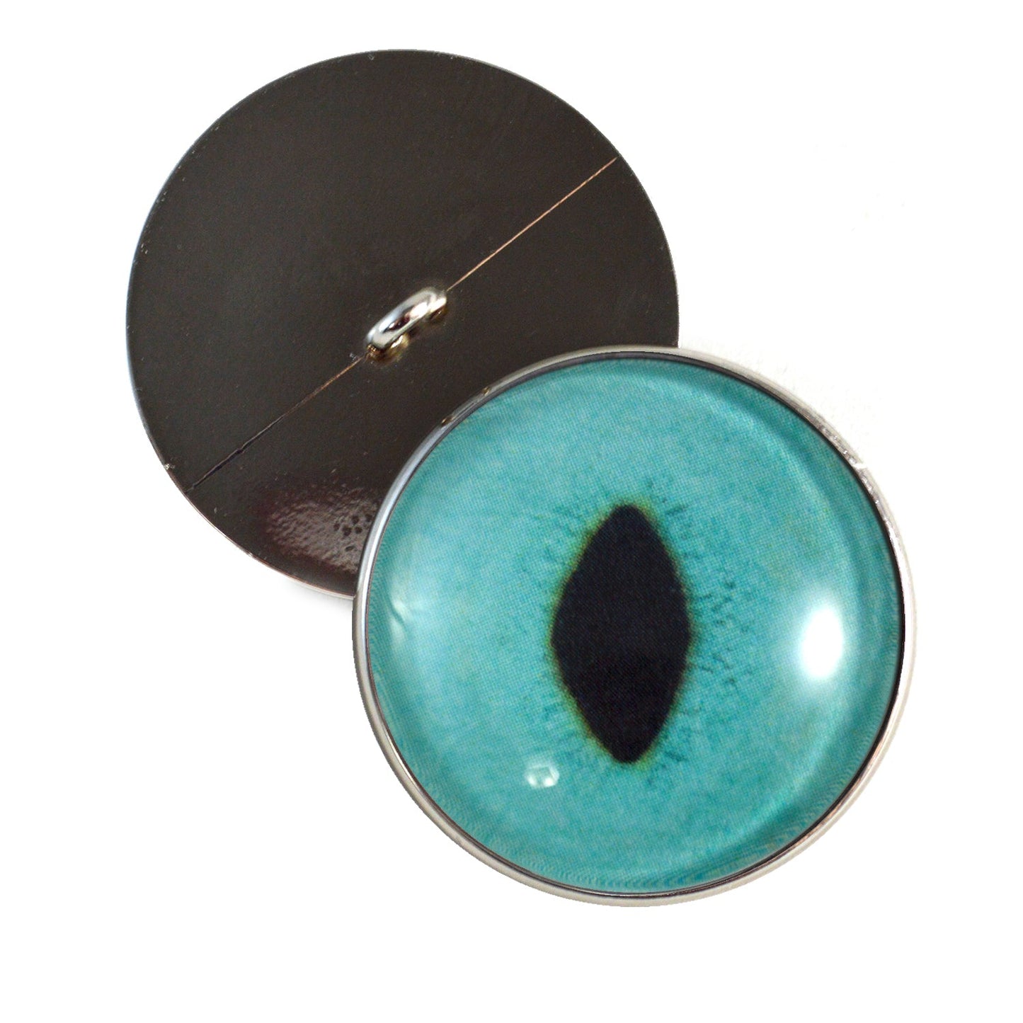 Bright Turquoise Cat Sew-On Button Glass Eyes
