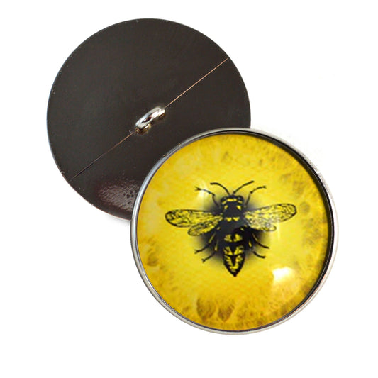 Bright Yellow Honey Bee Sew-On Button Glass Eyes