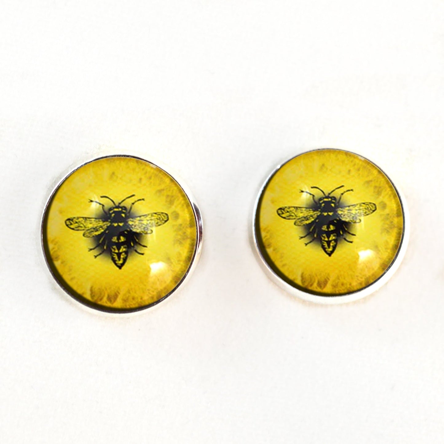 Bright Yellow Honey Bee Sew-On Button Glass Eyes