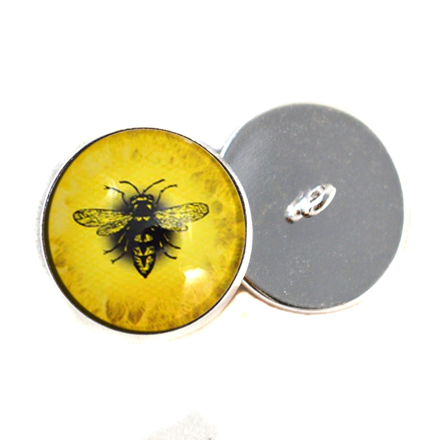 Bright Yellow Honey Bee Sew-On Button Glass Eyes
