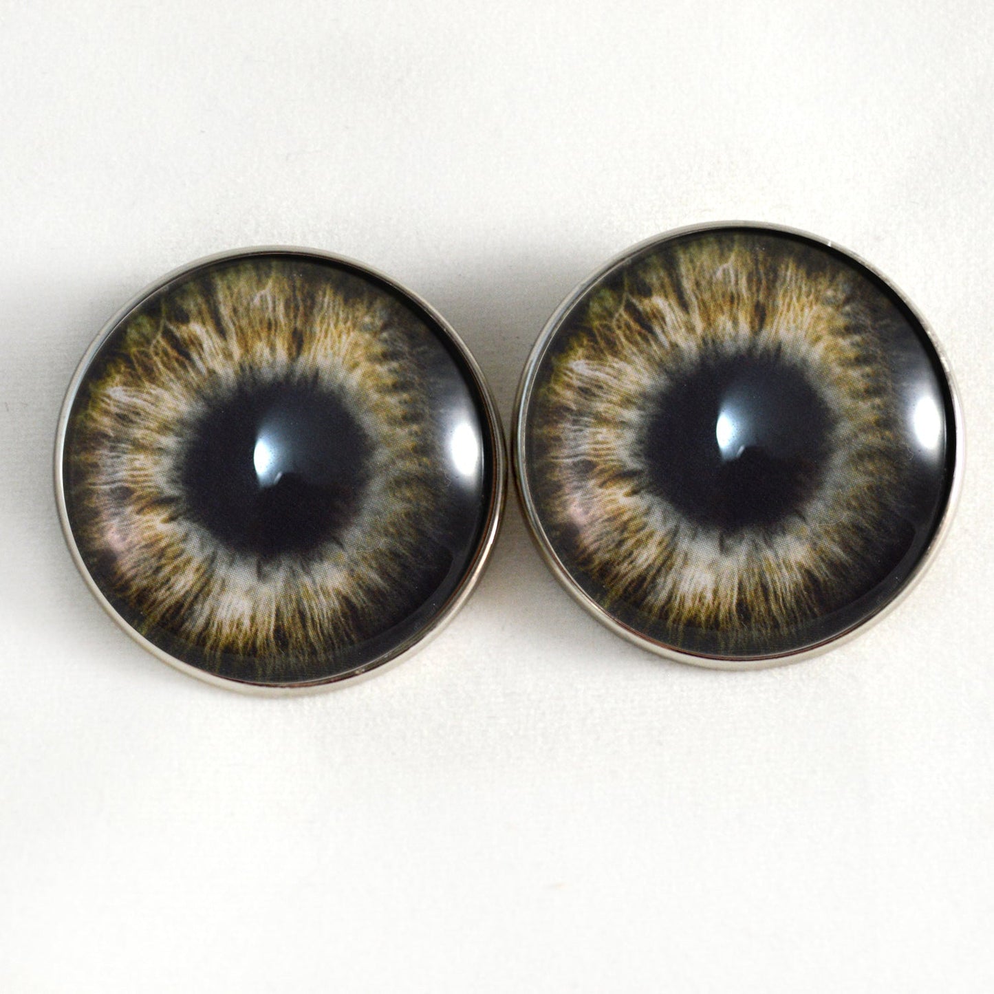 Brown Zombie Sew-On Button Glass Eyes