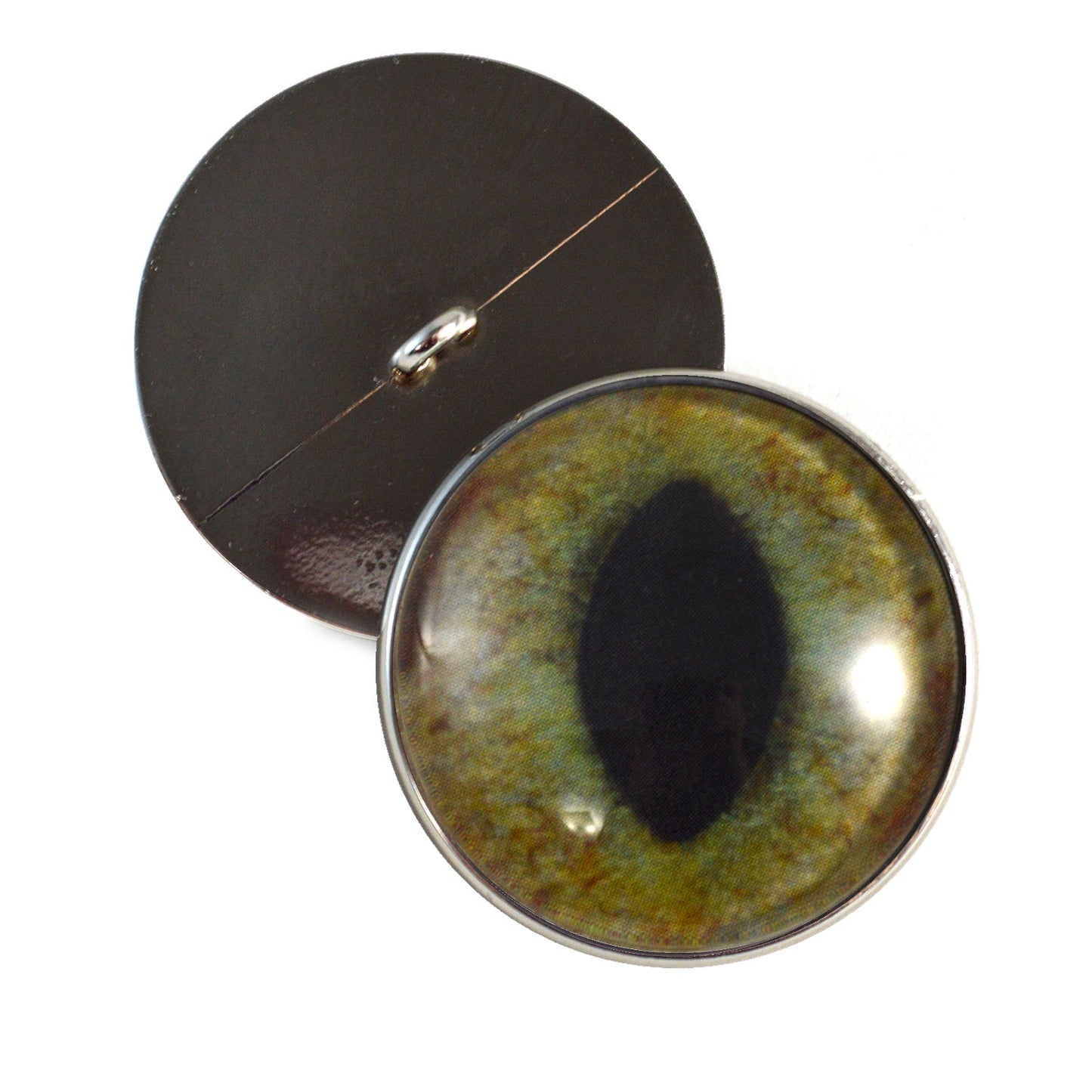 Realistic Green and Brown Cat Sew-On Button Glass Eyes
