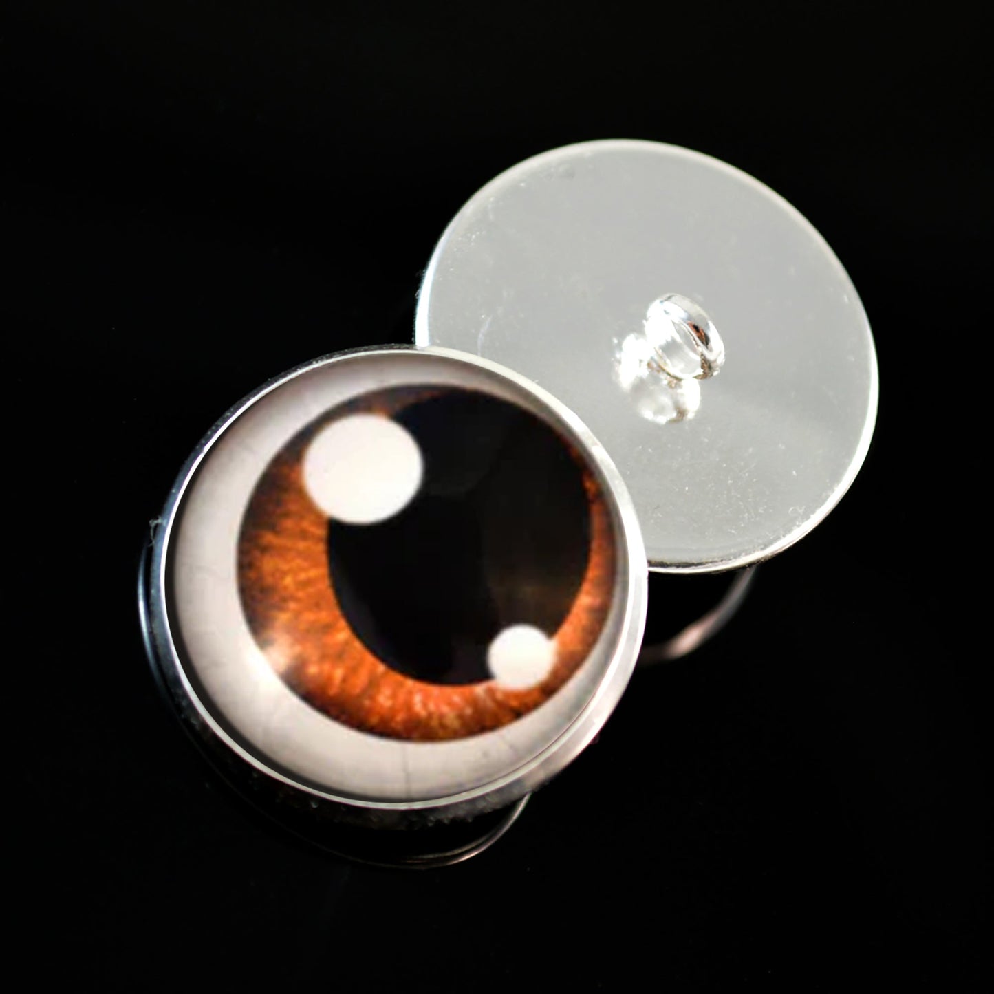 Brown Anime with Shines Sew-On Button Glass Eyes