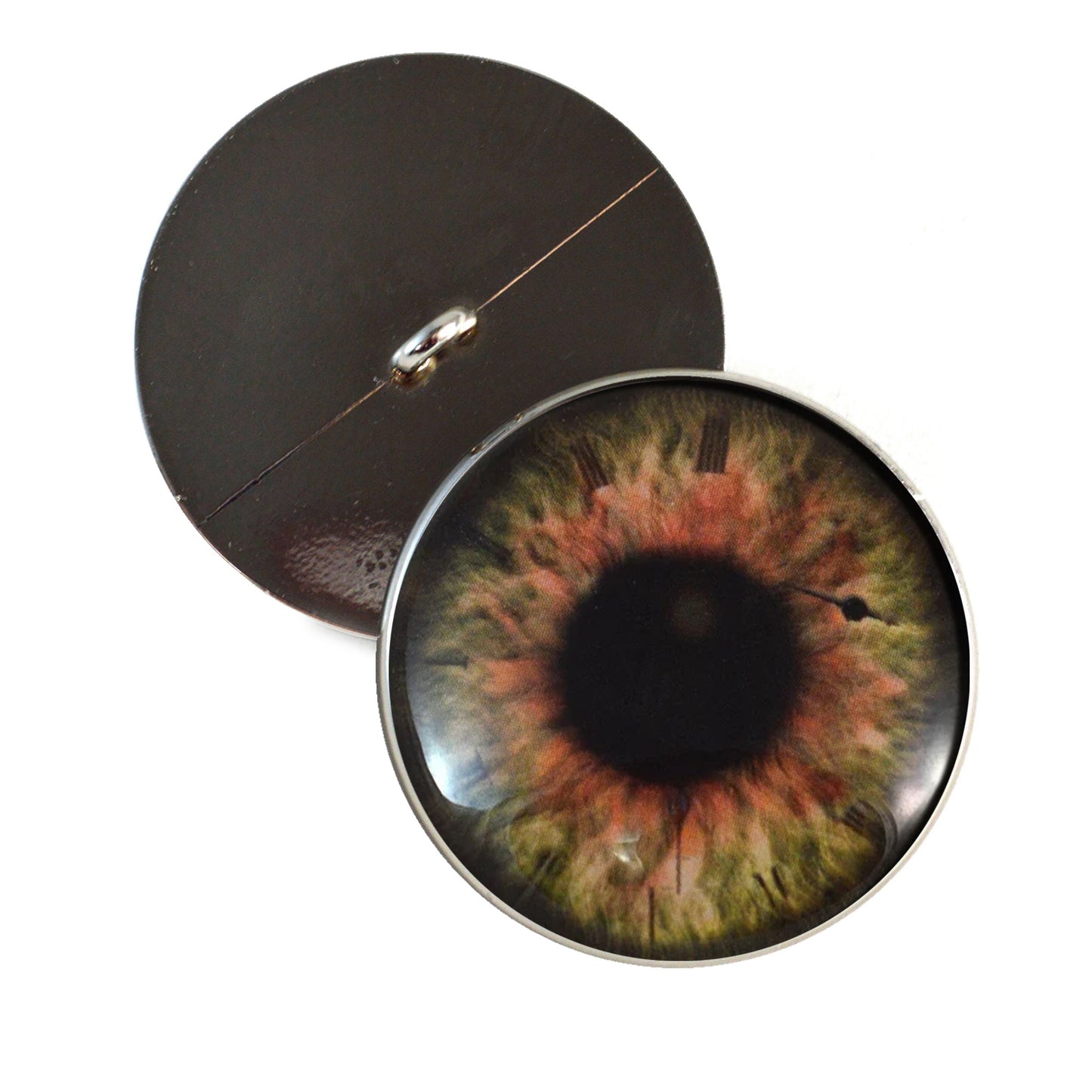 Brown Steampunk Clockface Sew-On Button Glass Eyes