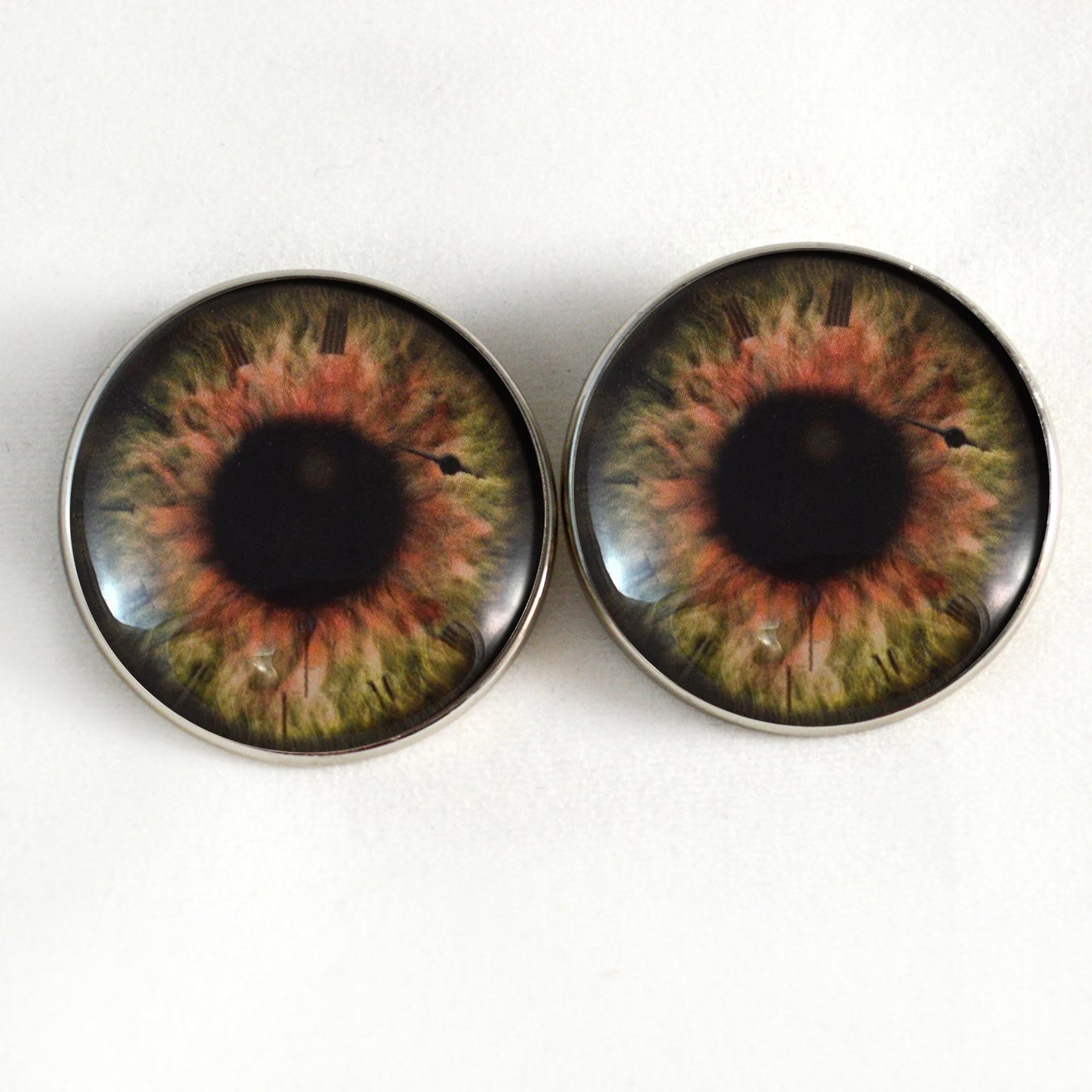 Brown Steampunk Clockface Sew-On Button Glass Eyes