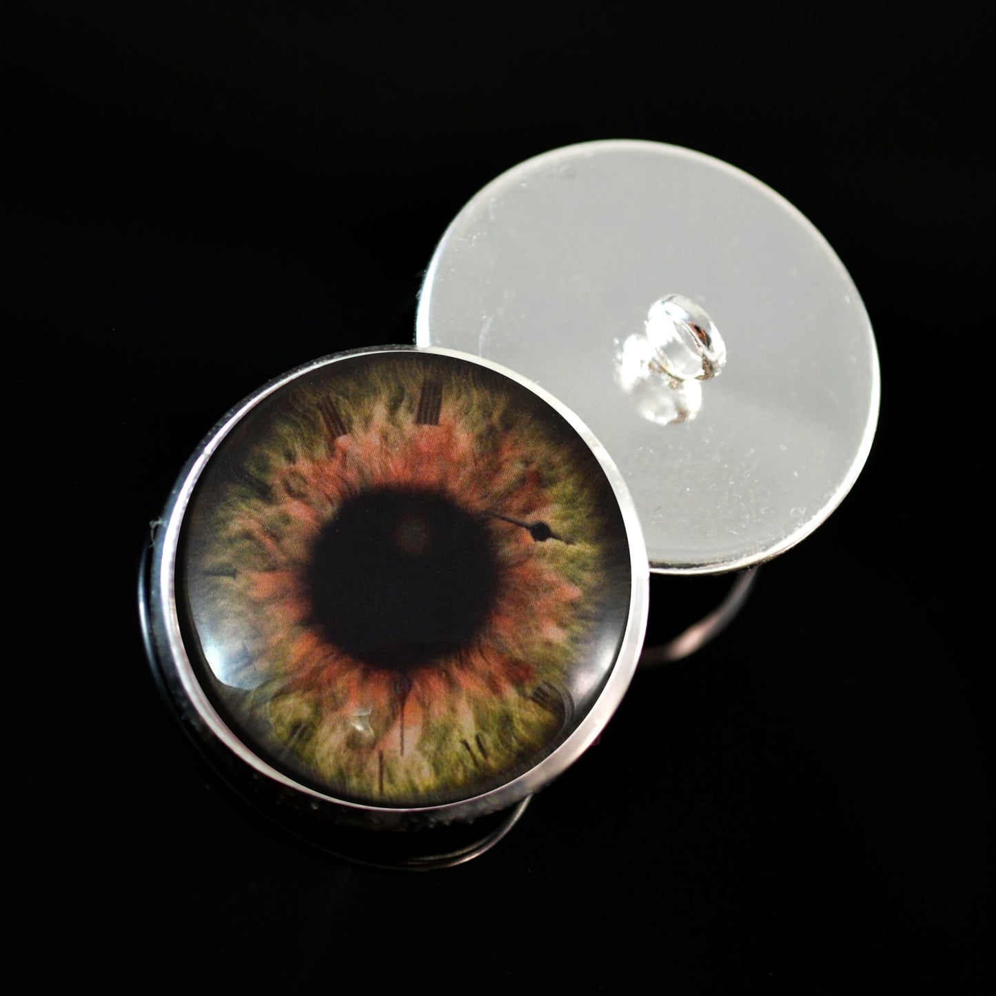 Brown Steampunk Clockface Sew-On Button Glass Eyes