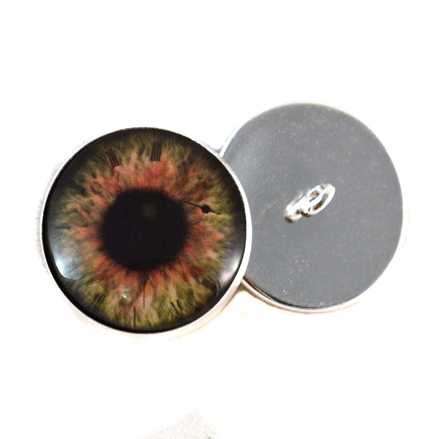 Brown Steampunk Clockface Sew-On Button Glass Eyes