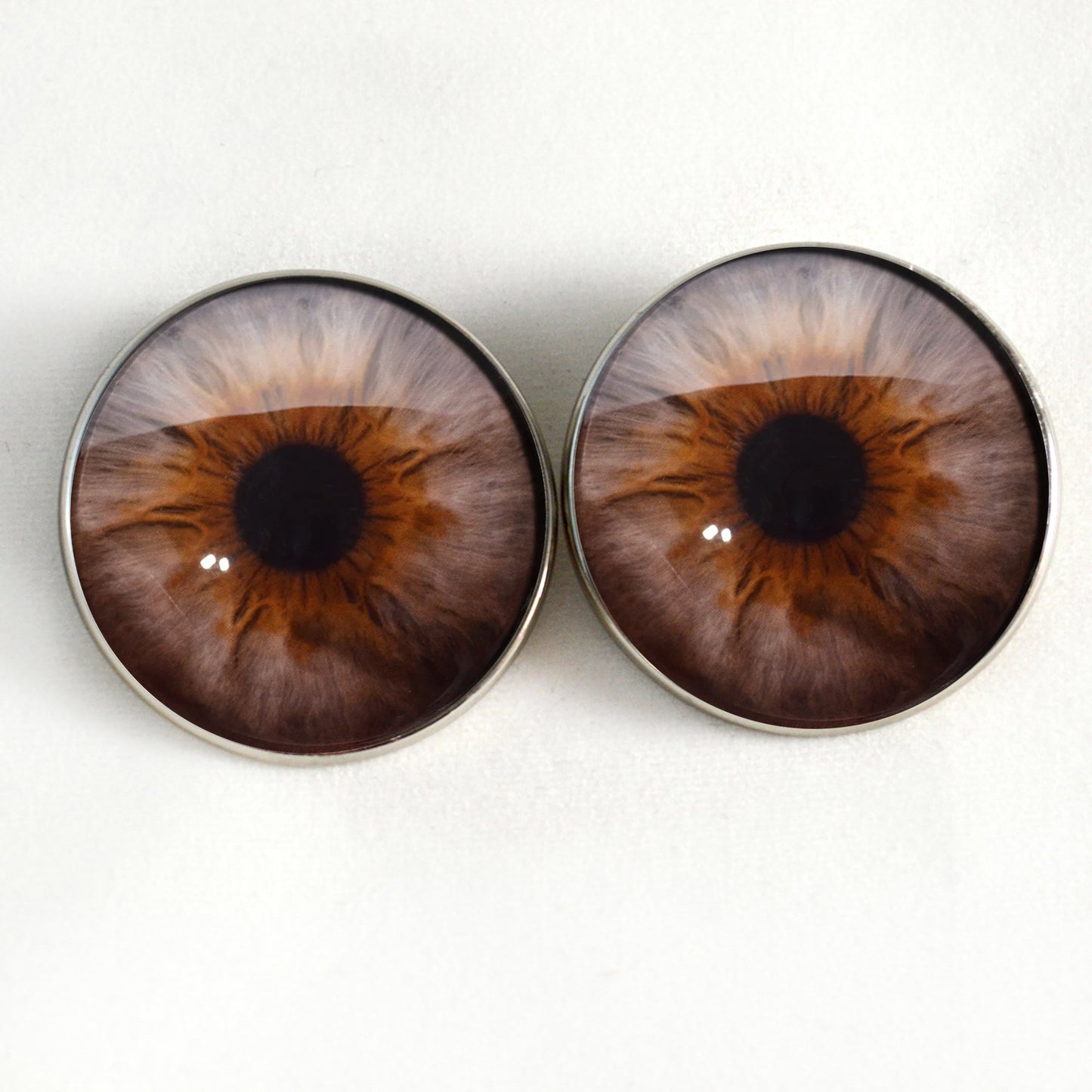 Brown and Gray Hazel Sew-On Button Glass Eyes