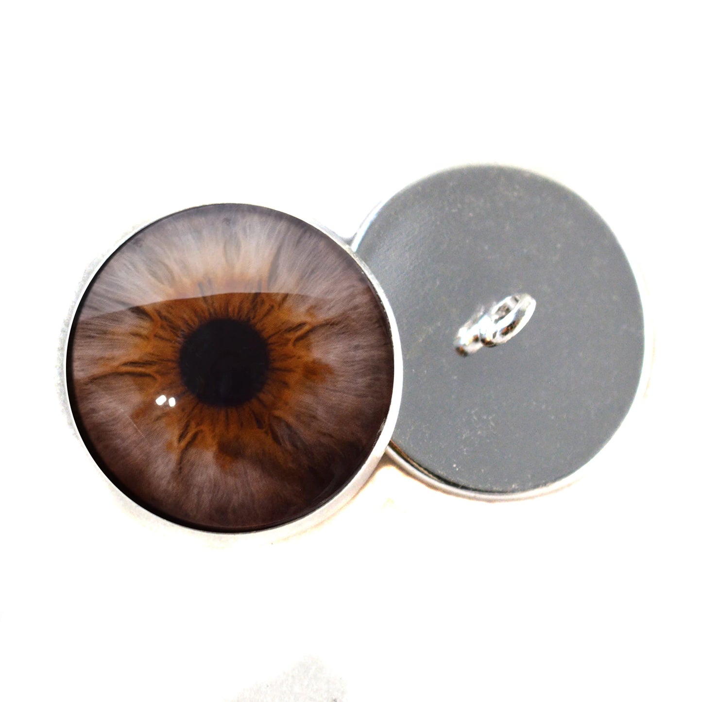 Brown and Gray Hazel Sew-On Button Glass Eyes