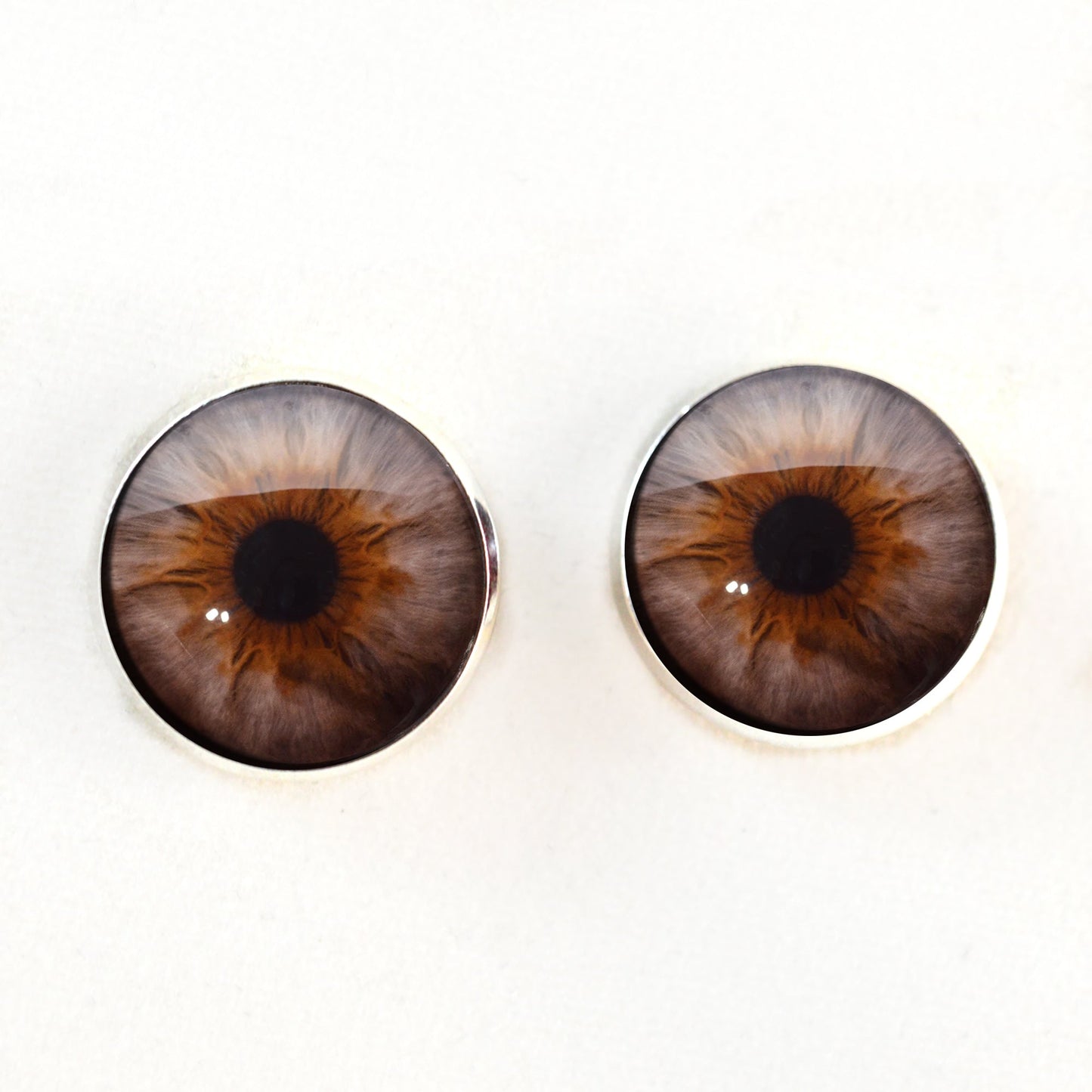 Brown and Gray Hazel Sew-On Button Glass Eyes