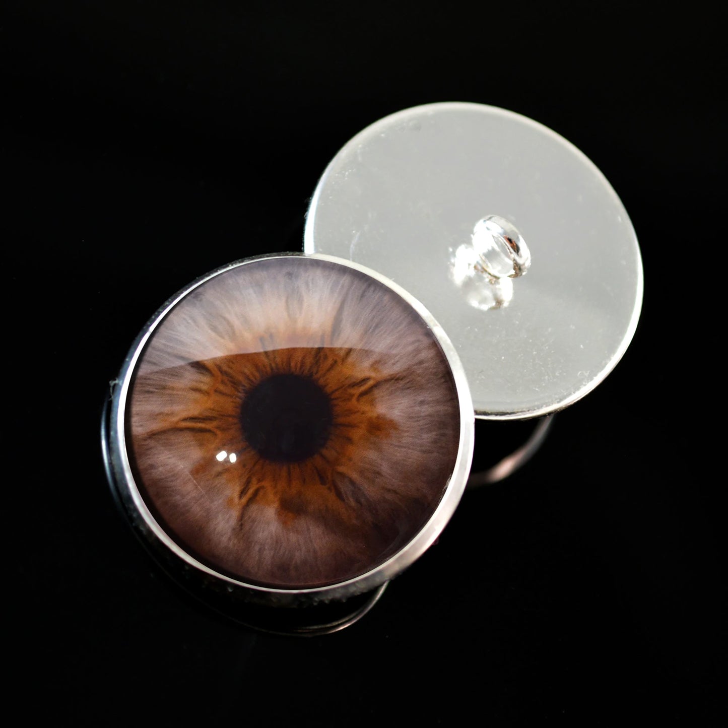 Brown and Gray Hazel Sew-On Button Glass Eyes