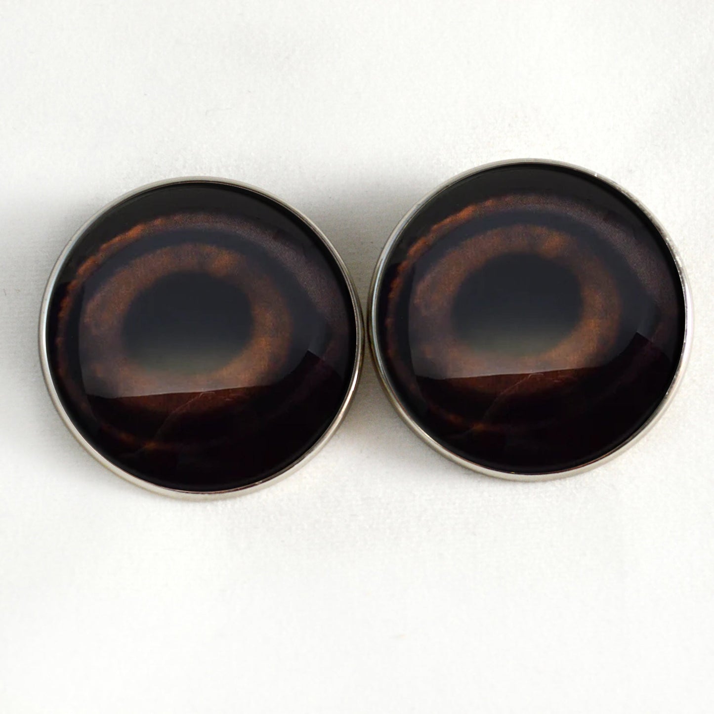 Brown Mallard Duck Decoy Sew-On Button Glass Eyes