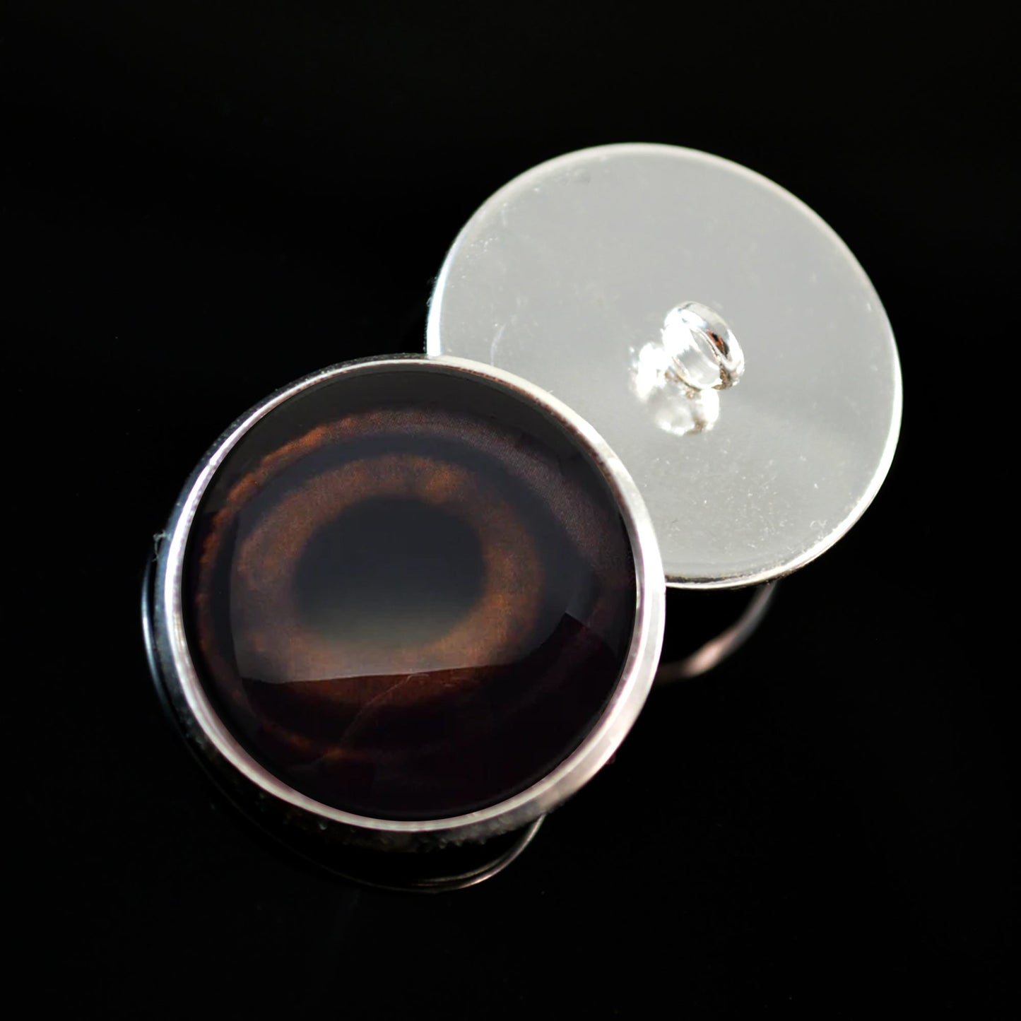 Brown Mallard Duck Decoy Sew-On Button Glass Eyes