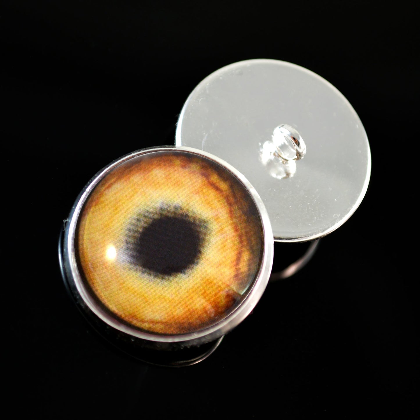 Light Brown Wolf Sew-On Button Glass Eyes