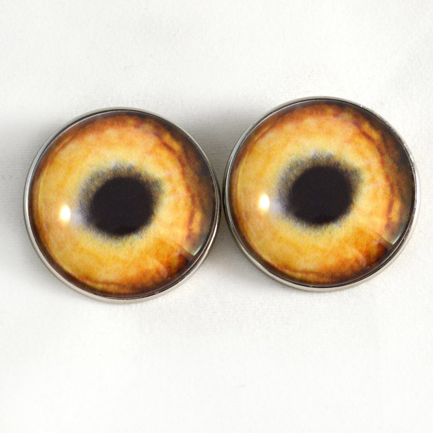 Light Brown Wolf Sew-On Button Glass Eyes