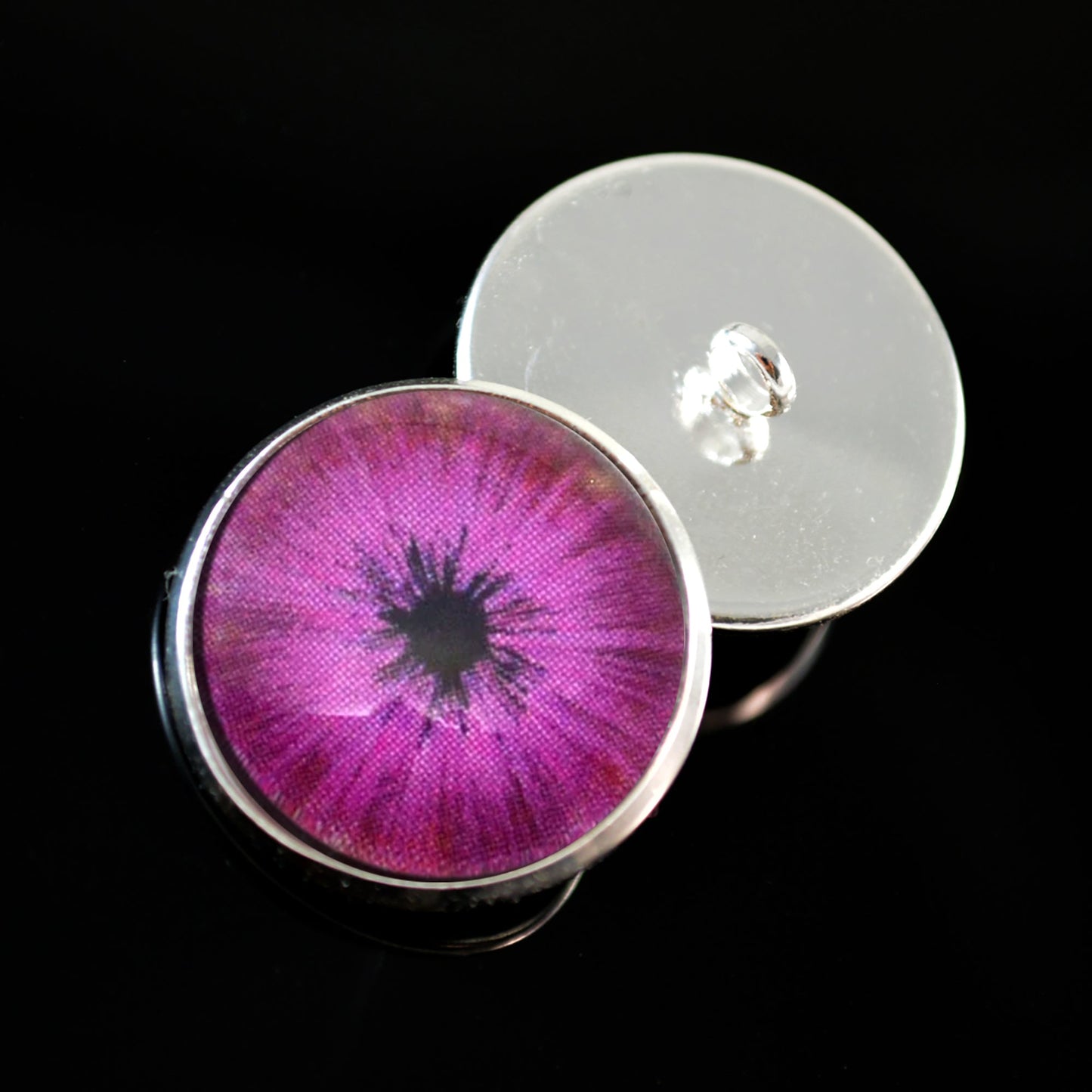 Burst of Pink Cyberpunk Sew-On Button Glass Eyes