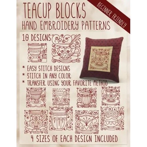 Teacup Blocks Hand Embroidery Patterns