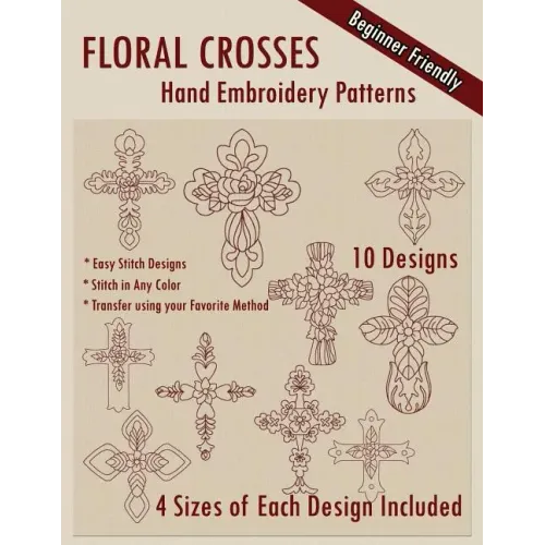Floral Crosses Hand Embroidery Patterns