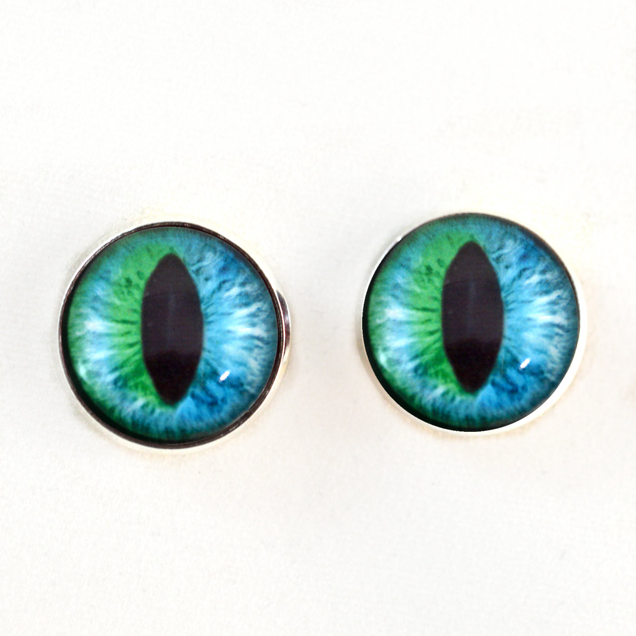 Blue and Green Cheshire Cat Sew-On Button Glass Eyes