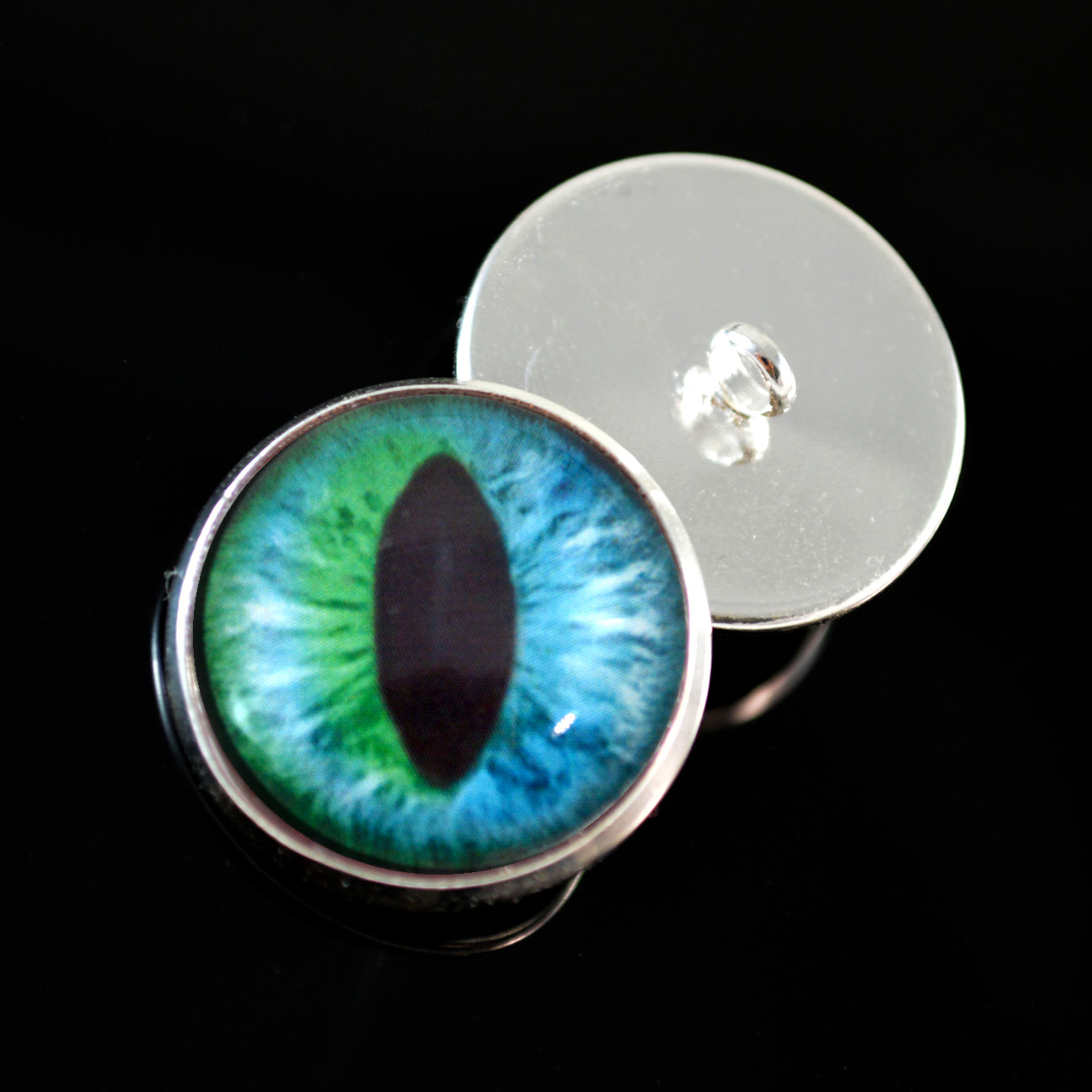 Blue and Green Cheshire Cat Sew-On Button Glass Eyes