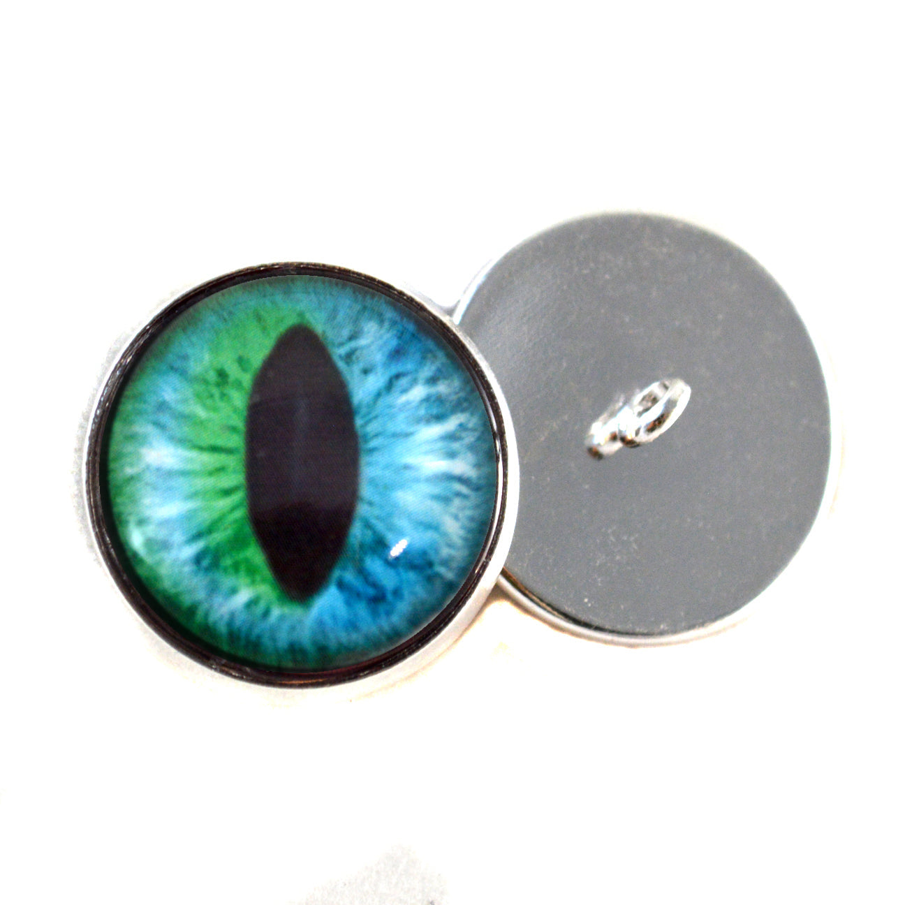 Blue and Green Cheshire Cat Sew-On Button Glass Eyes