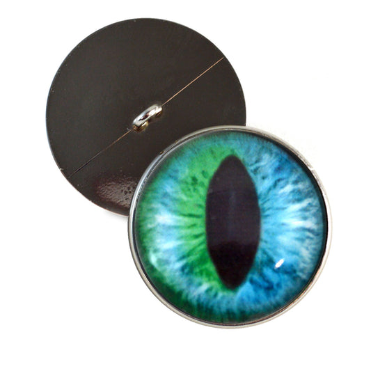 Blue and Green Cheshire Cat Sew-On Button Glass Eyes