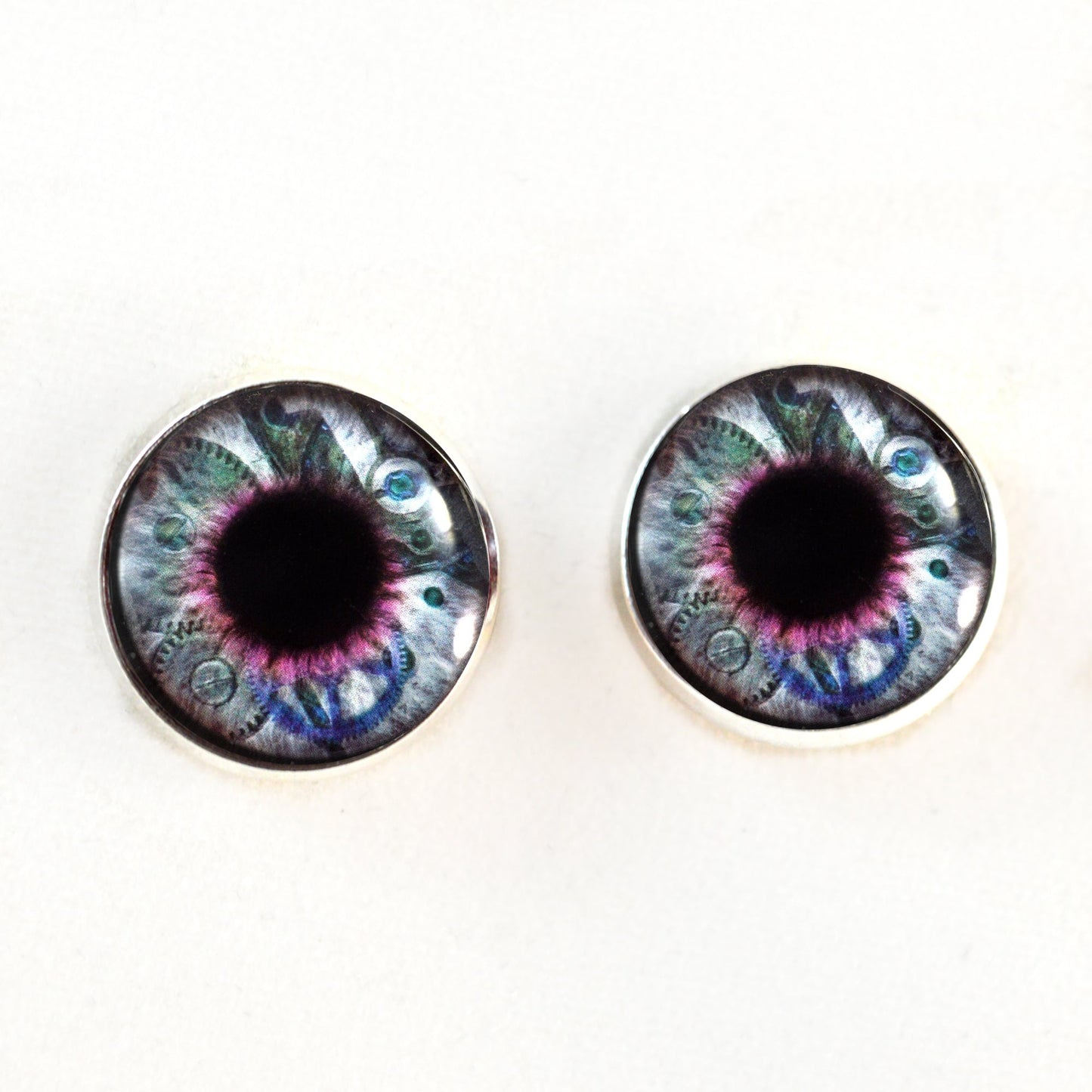 Clockwork Blue Purple Steampunk Sew-On Button Glass Eyes