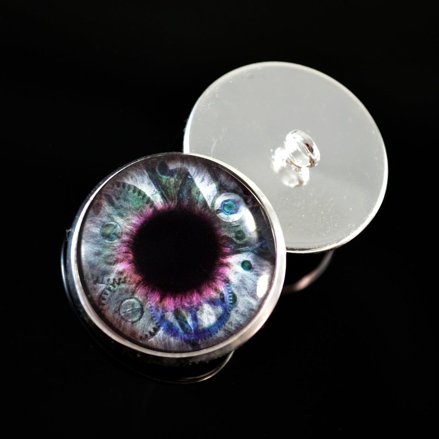 Clockwork Blue Purple Steampunk Sew-On Button Glass Eyes