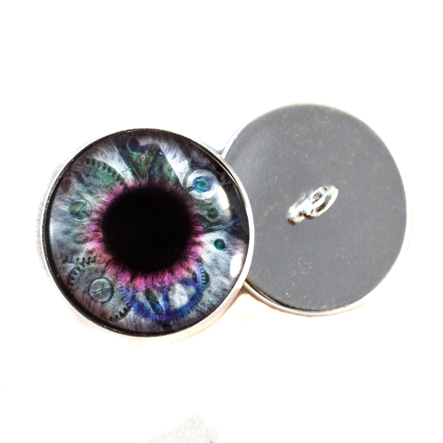 Clockwork Blue Purple Steampunk Sew-On Button Glass Eyes