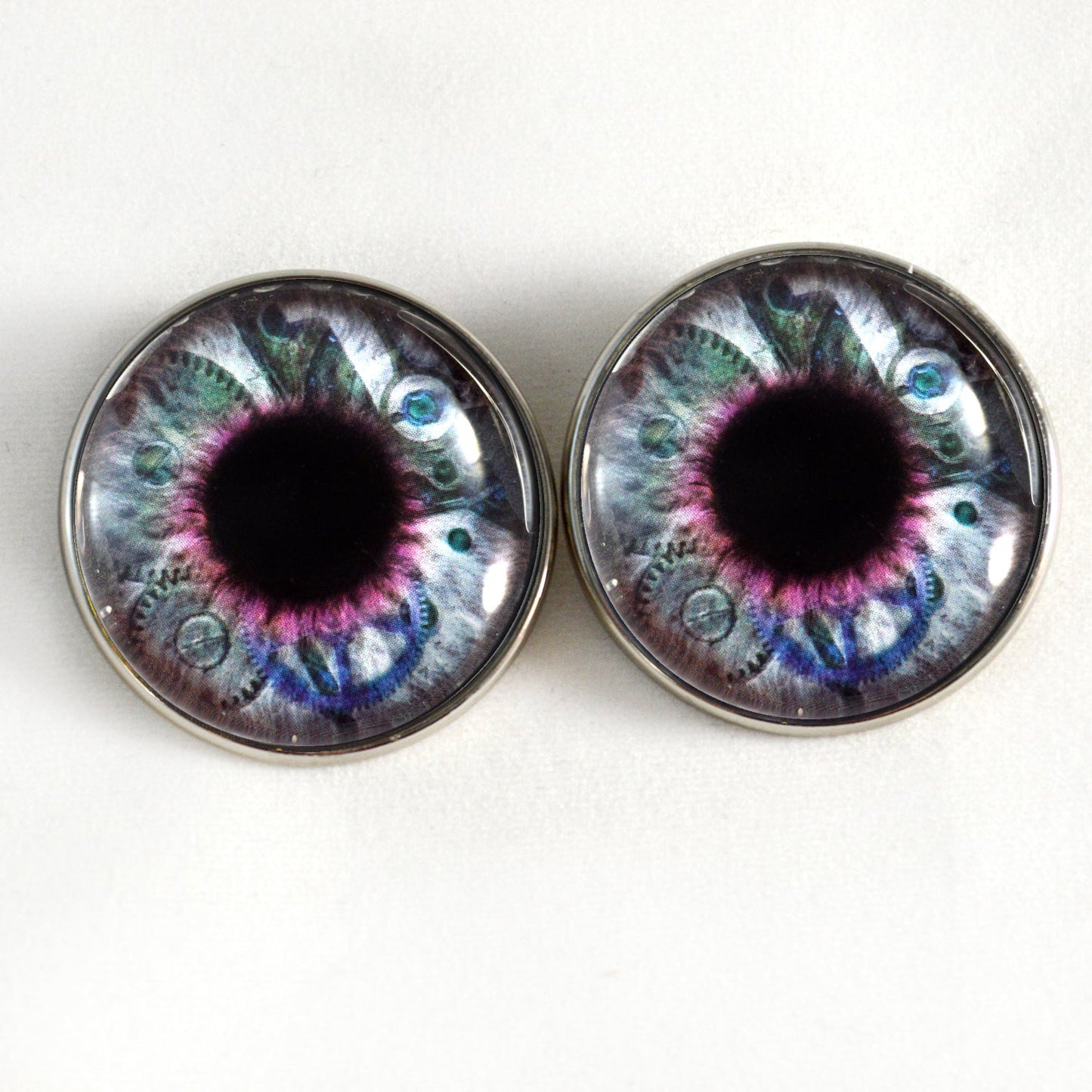 Clockwork Blue Purple Steampunk Sew-On Button Glass Eyes