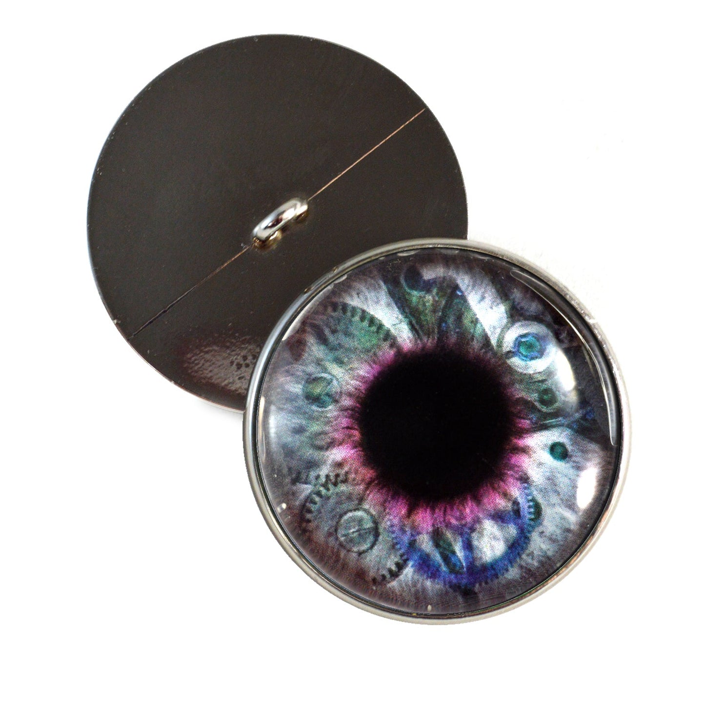 Clockwork Blue Purple Steampunk Sew-On Button Glass Eyes