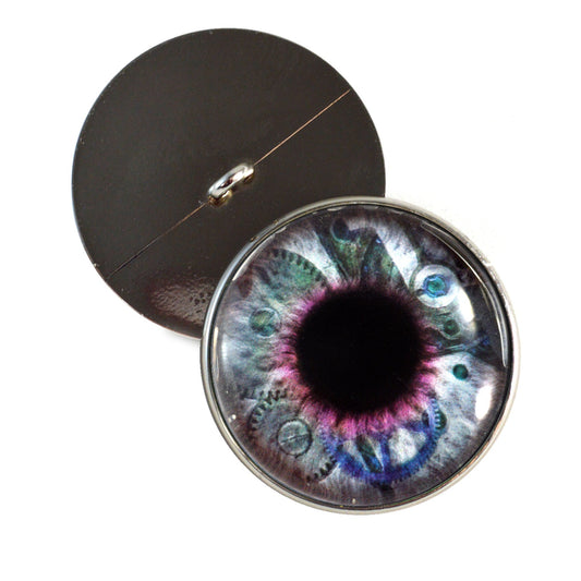 Clockwork Blue Purple Steampunk Sew-On Button Glass Eyes