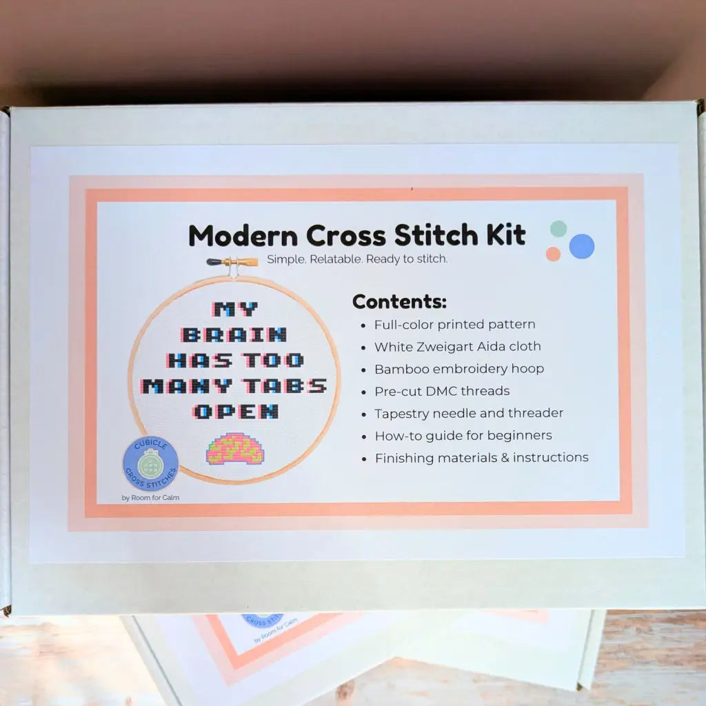 CPU Overload - Funny Relatable Cross Stitch Kit by Room for Calm