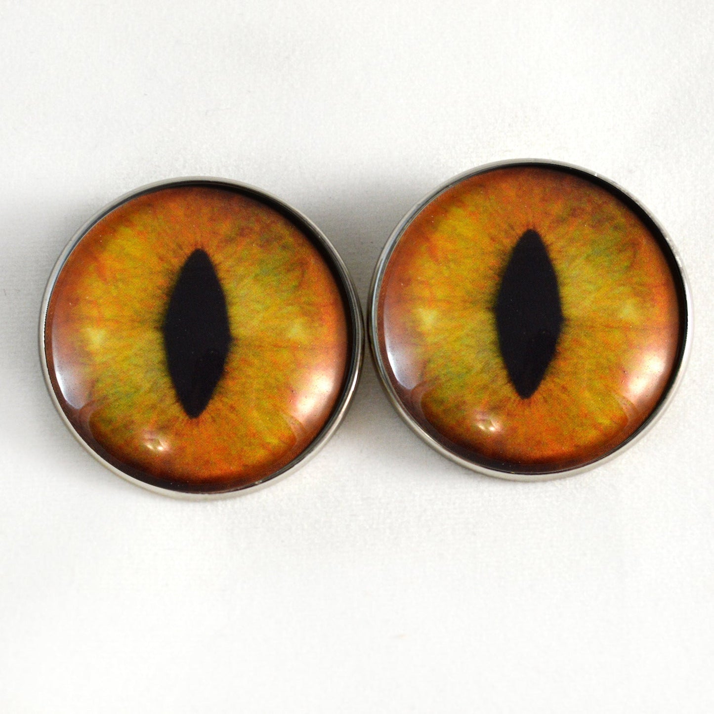 Creamy Orange Realistic Cat Sew-On Button Glass Eyes