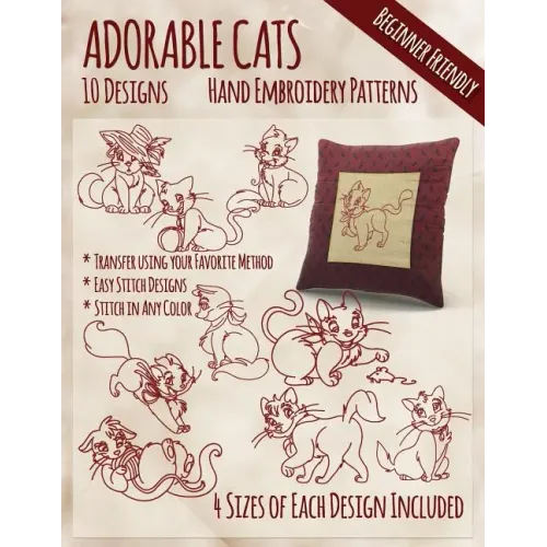 Adorable Cats Hand Embroidery Patterns