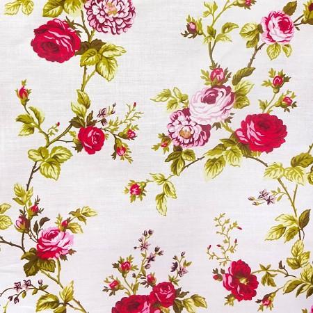 Rose Floral Print Poly Cotton Fabric