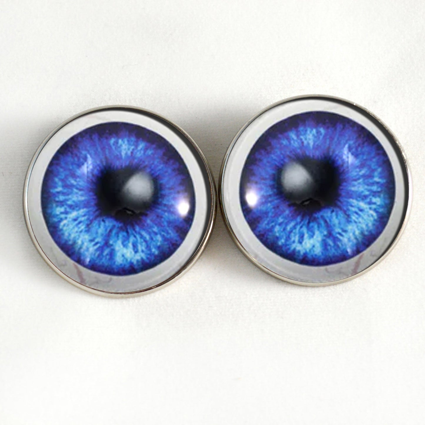 Dark Blue Anime with Whites Sew-On Button Glass Eyes