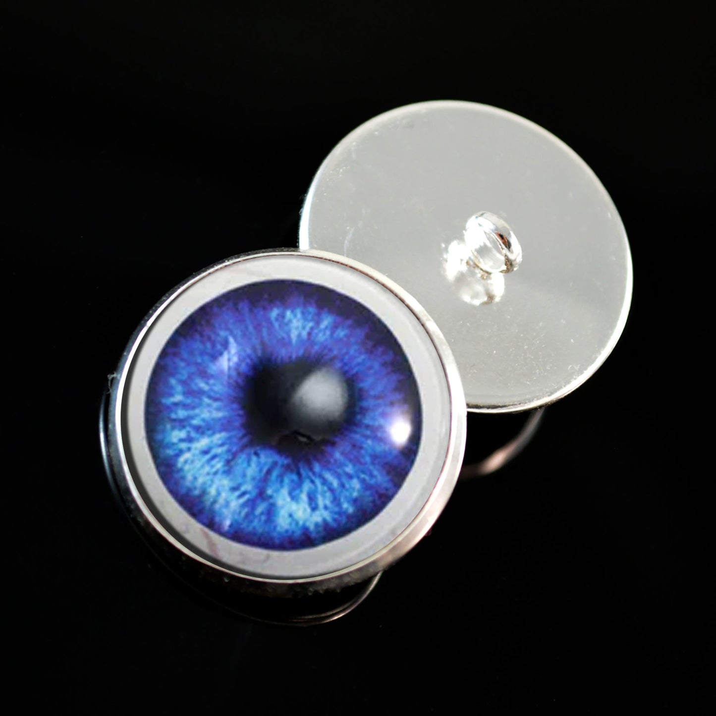 Dark Blue Anime with Whites Sew-On Button Glass Eyes