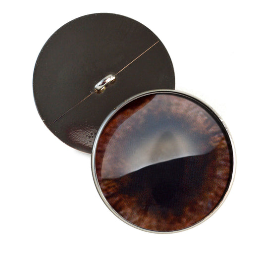 Dark Brown Fox Sew-On Button Glass Eyes