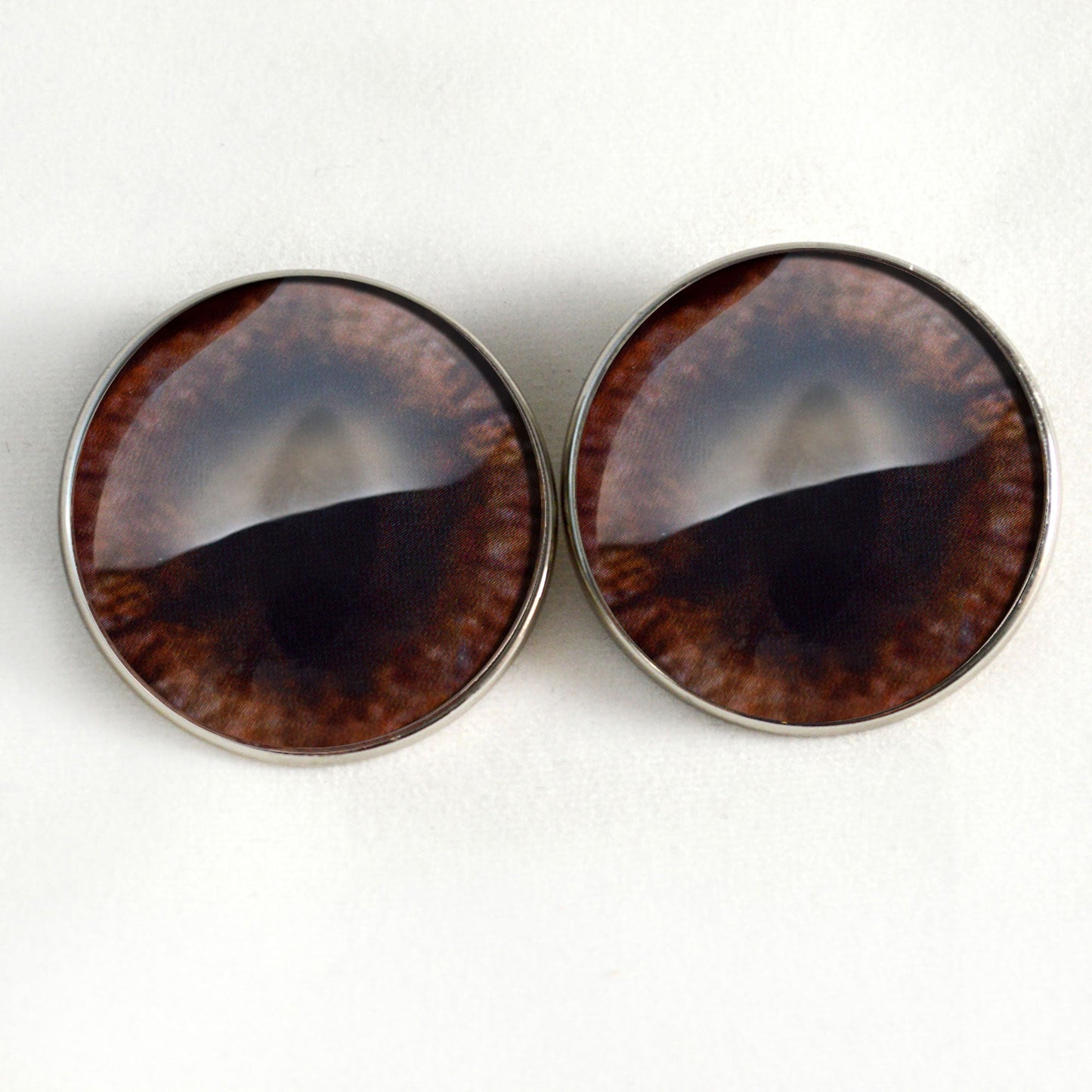 Dark Brown Fox Sew-On Button Glass Eyes