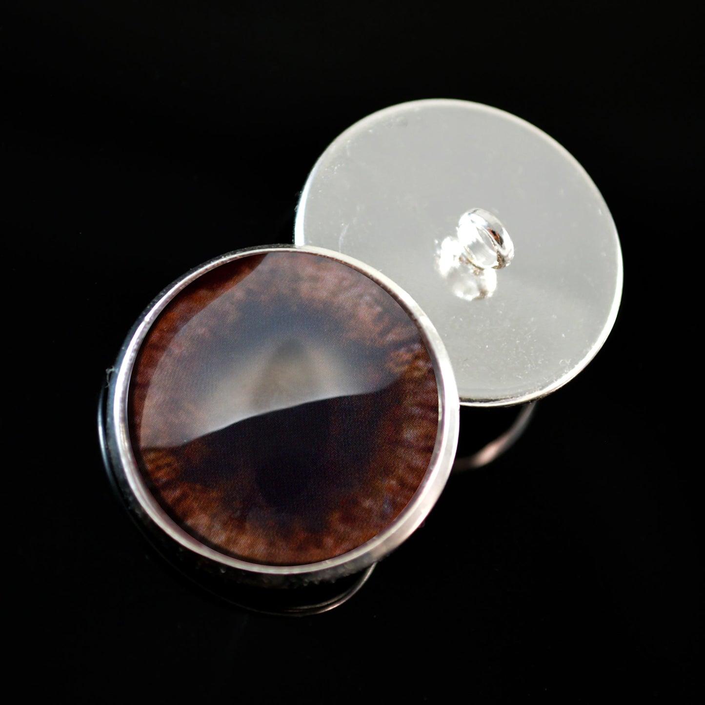 Dark Brown Fox Sew-On Button Glass Eyes