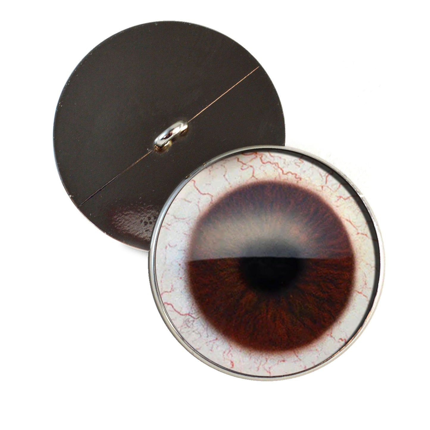 Dark Brown Human with Whites Sew-On Button Glass Eyes