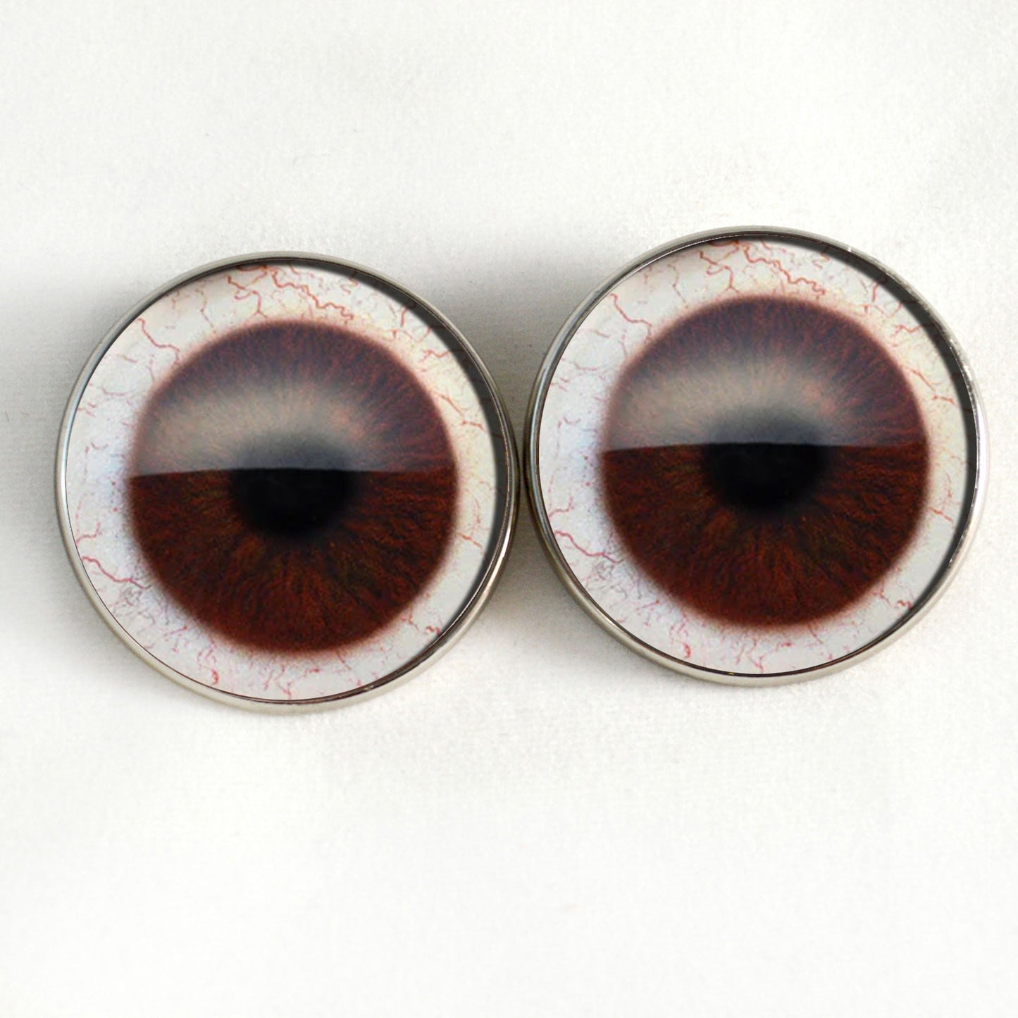 Dark Brown Human with Whites Sew-On Button Glass Eyes