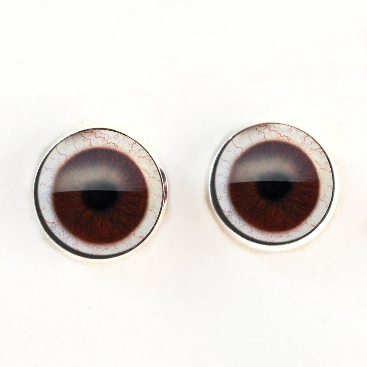 Dark Brown Human with Whites Sew-On Button Glass Eyes