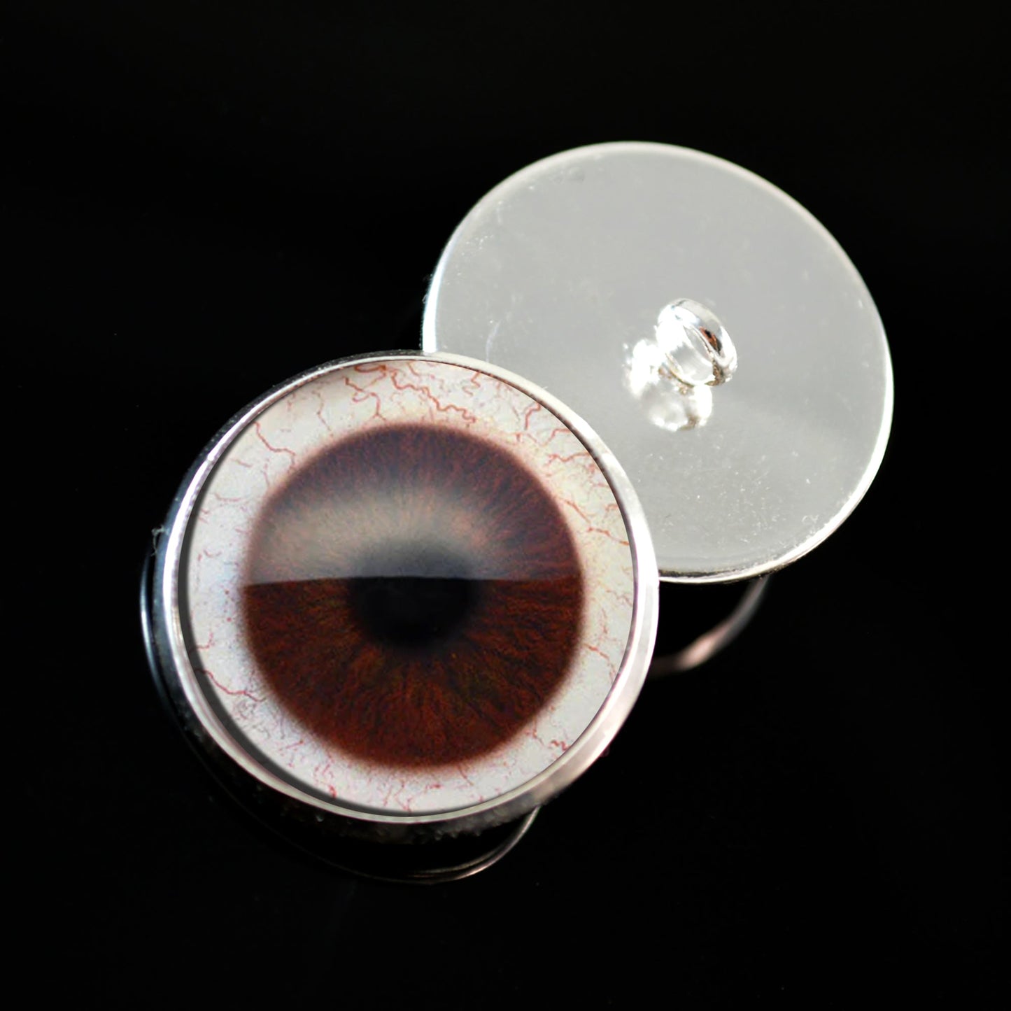 Dark Brown Human with Whites Sew-On Button Glass Eyes