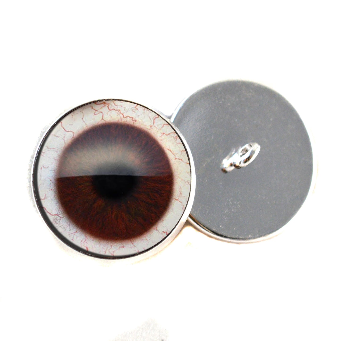 Dark Brown Human with Whites Sew-On Button Glass Eyes