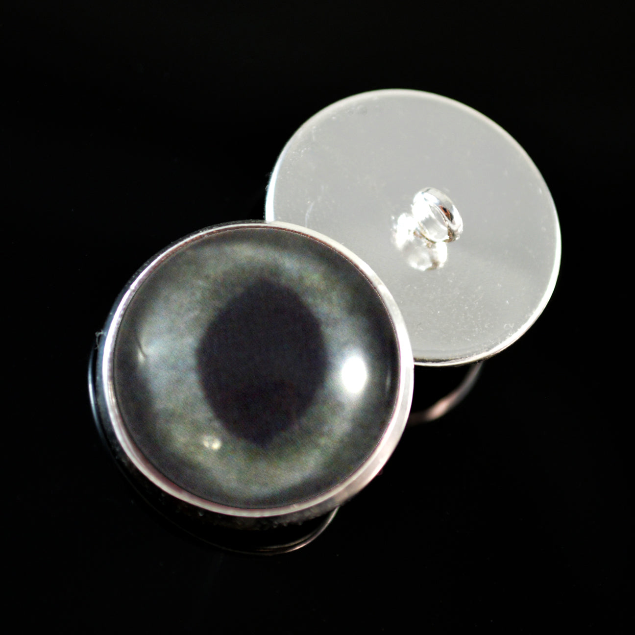 Dark Gray Cat Sew-On Button Glass Eyes