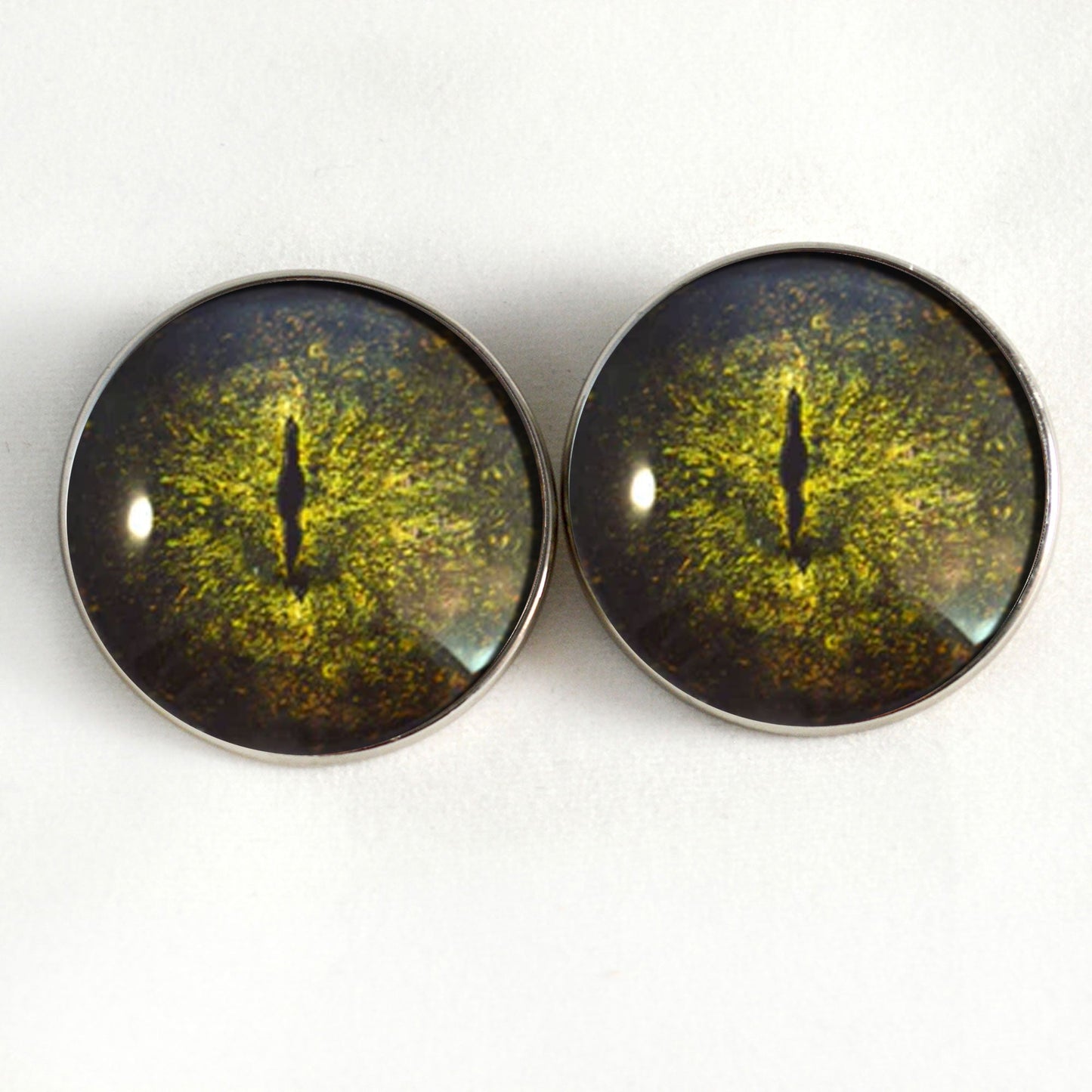 Dark Green Crocodile Gharial Sew-On Button Glass Eyes