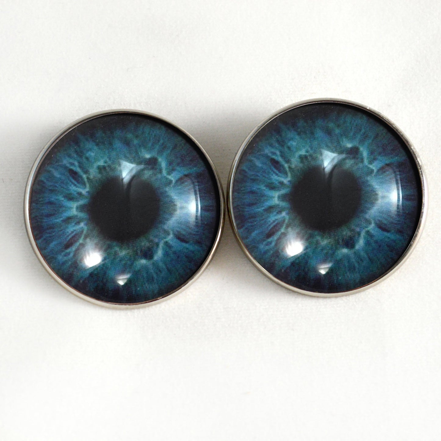 Deep Blue Human Inspired Sew-On Button Glass Eyes