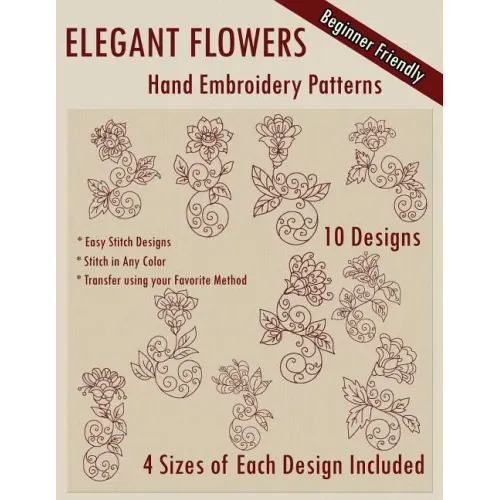 Elegant Flowers Hand Embroidery Patterns